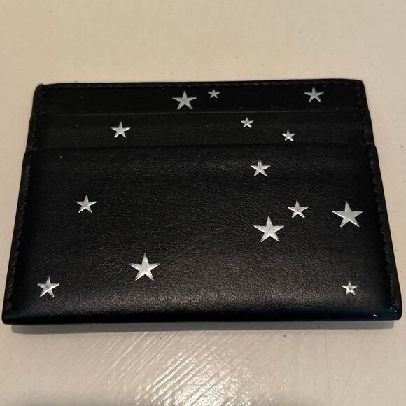 Burberry TB Leather Card Holder Wallet Black Silver Stars Celestial Glam Evening - Picture 3 of 12